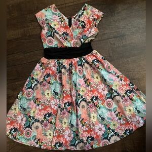 Retrolicious Alice in Wonderland Print Dress, size small